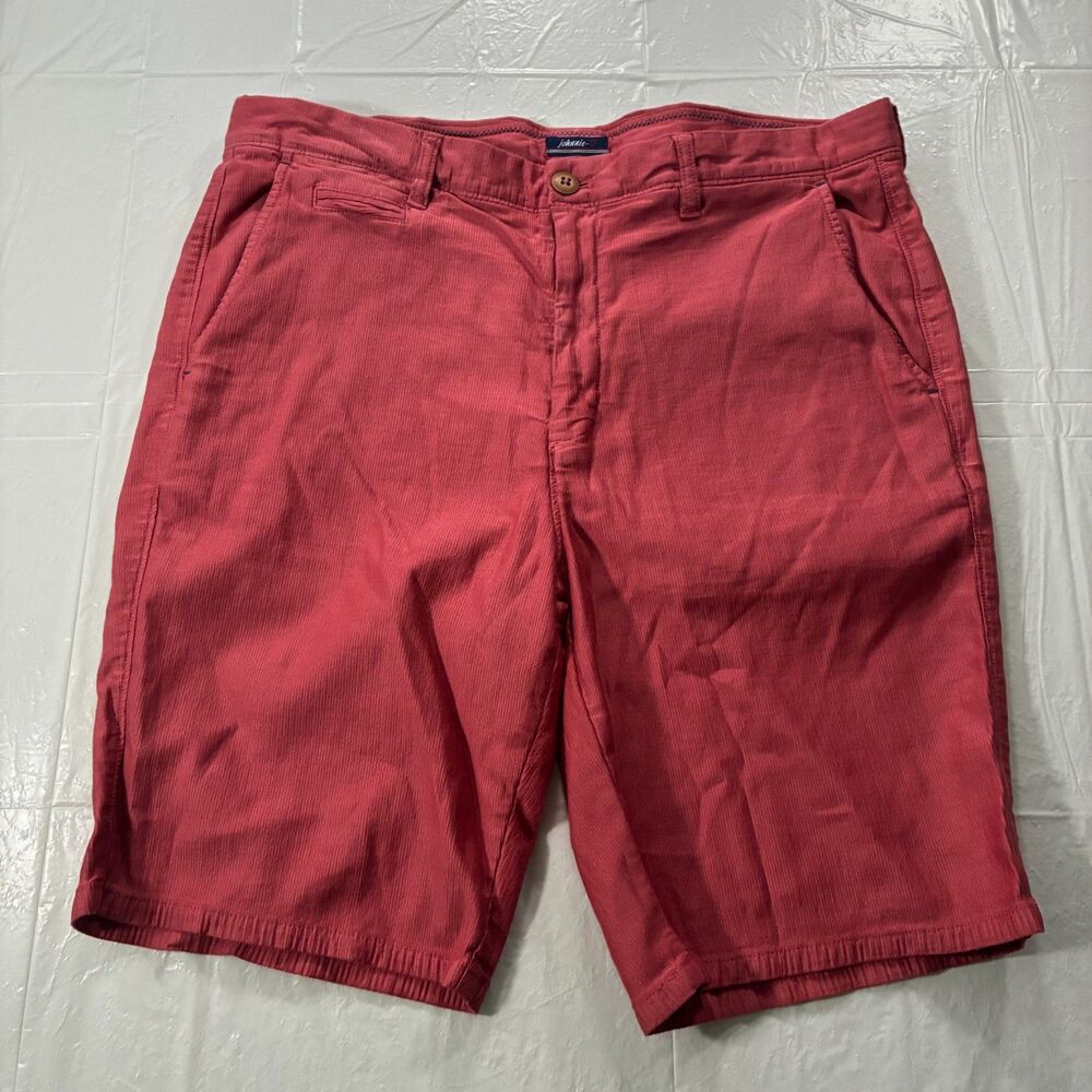 JOHNNIE O Malibu Red BOMBAY PIMA COTTON CLASSIC Mens SHORTS 35 GOLF 9" Inseam